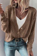 Openwork Button Up Long Sleeve Cardigan-Sweaters-Rae Collective, Women's Online Fashion Boutique Located in Phoenix, Arizona (Scottsdale Area)