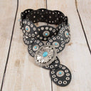 Western Turquoise Concho Disc Leather Belt