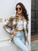 Plaid Button Up Collared Neck Long Sleeve Shirt-Long Sleeve Tops-Rae Collective, Women's Online Fashion Boutique Located in Phoenix, Arizona (Scottsdale Area)