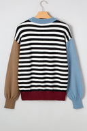 Striped Patchwork Knit Sweater-Sweaters-Krush Kandy, Women's Online Fashion Boutique Located in Phoenix, Arizona (Scottsdale Area)