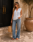 The Golden Buttons Elegant Stripe Sweater Vest