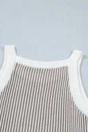 Pale Khaki Contrast Trim Ribbed Knit Sweater Tank