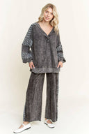 MineralWash Floral Daisy trim Pants-PANTS-Rae Collective, Women's Online Fashion Boutique Located in Phoenix, Arizona (Scottsdale Area)