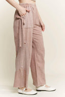 J.HER Mineral Wash Side Ribbon Bow pants-Pants-Krush Kandy, Women's Online Fashion Boutique Located in Phoenix, Arizona (Scottsdale Area)