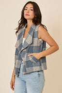 Plaid Open Front Sleeveless Jacket-Vests-Krush Kandy, Women's Online Fashion Boutique Located in Phoenix, Arizona (Scottsdale Area)