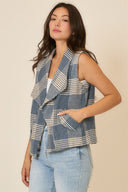 Plaid Open Front Sleeveless Jacket-Vests-Krush Kandy, Women's Online Fashion Boutique Located in Phoenix, Arizona (Scottsdale Area)