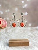 Desert Coral Dahlia Slab Hoop Earrings