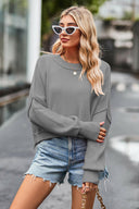 Round Neck Drop Shoulder Long Sleeve Sweater-Rae Collective, Women's Online Fashion Boutique Located in Phoenix, Arizona (Scottsdale Area)