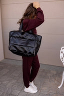 Noir Metallic Puffer Tote-Purses & Bags-Rae Collective, Women's Online Fashion Boutique Located in Phoenix, Arizona (Scottsdale Area)