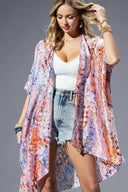Abstract Print Silky Feel Kimono-Kimono-Rae Collective, Women's Online Fashion Boutique Located in Phoenix, Arizona (Scottsdale Area)