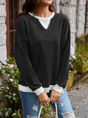 Lovelet Contrast Round Neck Long Sleeve Sweatshirt-Rae Collective, Women's Online Fashion Boutique Located in Phoenix, Arizona (Scottsdale Area)