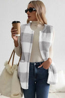 Sherpa Plaid Open Front Vest Coat-Rae Collective, Women's Online Fashion Boutique Located in Phoenix, Arizona (Scottsdale Area)