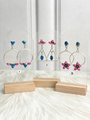Indigo Blue Dahlia & Mimosa Opal Earrings Bag 10