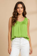 Scoop Neck Tank Top With Shirring Detail