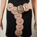 Vegan Leather Grommet Disc Chain Belt
