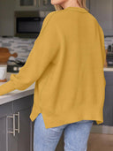 Slit Round Neck Dropped Shoulder Sweater-Rae Collective, Women's Online Fashion Boutique Located in Phoenix, Arizona (Scottsdale Area)