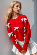 S-3X With Love Cable Knit Bow Sweater-Sweaters-Rae Collective, Women's Online Fashion Boutique Located in Phoenix, Arizona (Scottsdale Area)