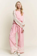 J.HER MineralWash Crochet Plicated Wide Leg Terry Pants-Rae Collective, Women's Online Fashion Boutique Located in Phoenix, Arizona (Scottsdale Area)