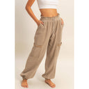 Ruffle Waist Burnout Jogger Pants