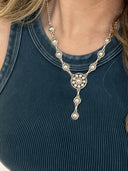 Set The Tone Sterling Concho Lariat Necklace-Lariat and Y Necklaces-Rae Collective, Women's Online Fashion Boutique Located in Phoenix, Arizona (Scottsdale Area)