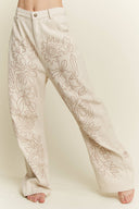 Floral Embroidered Twill Straight Western Jeans-Jeans-Krush Kandy, Women's Online Fashion Boutique Located in Phoenix, Arizona (Scottsdale Area)