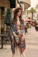 Multicolor Plaid Pocket Ruana-Scarves-Krush Kandy, Women's Online Fashion Boutique Located in Phoenix, Arizona (Scottsdale Area)
