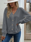 V-Neck Dropped Shoulder Blouse-Rae Collective, Women's Online Fashion Boutique Located in Phoenix, Arizona (Scottsdale Area)
