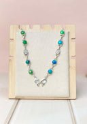 Peacock Dahlia and CZ Bow Necklace-Necklaces-Krush Kandy, Women's Online Fashion Boutique Located in Phoenix, Arizona (Scottsdale Area)
