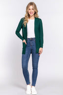 Long Sleeve Rib Banded Open Sweater Cardigan-Cardigans-Krush Kandy, Women's Online Fashion Boutique Located in Phoenix, Arizona (Scottsdale Area)