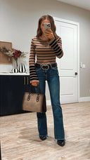 Stripe Long Sleeve Sweater Top-Long Sleeve Tops-Rae Collective, Women's Online Fashion Boutique Located in Phoenix, Arizona (Scottsdale Area)