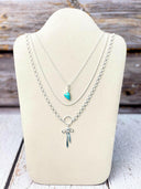 Multi-Layer Sterling Bow And Stone Heart Necklace-Necklaces-Rae Collective, Women's Online Fashion Boutique Located in Phoenix, Arizona (Scottsdale Area)