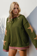 Star Patched Long Sleeve Sweatshirt-Sweatshirts-Rae Collective, Women's Online Fashion Boutique Located in Phoenix, Arizona (Scottsdale Area)