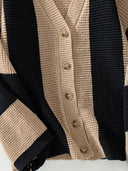 Waffle-Knit V-Neck Striped Long Sleeve Cardigan-Rae Collective, Women's Online Fashion Boutique Located in Phoenix, Arizona (Scottsdale Area)