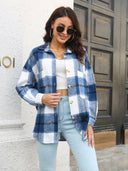 Plaid Button Up Collared Neck Long Sleeve Shirt-Long Sleeve Tops-Rae Collective, Women's Online Fashion Boutique Located in Phoenix, Arizona (Scottsdale Area)