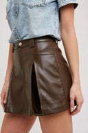 Front Pleated Faux Leather Skort-Skirts-Rae Collective, Women's Online Fashion Boutique Located in Phoenix, Arizona (Scottsdale Area)