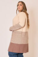Waffle Knit Color Block Wide Collar Cardigan-Cardigans-Krush Kandy, Women's Online Fashion Boutique Located in Phoenix, Arizona (Scottsdale Area)