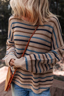 Sunset Horizon Striped Knit Sweater-Sweaters-Krush Kandy, Women's Online Fashion Boutique Located in Phoenix, Arizona (Scottsdale Area)