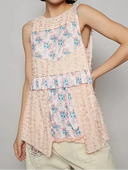POL Round Neck Sleeveless Textured Woven Floral Top-Tops-Krush Kandy, Women's Online Fashion Boutique Located in Phoenix, Arizona (Scottsdale Area)