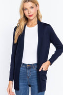 Long Sleeve Rib Banded Open Sweater Cardigan-Cardigans-Krush Kandy, Women's Online Fashion Boutique Located in Phoenix, Arizona (Scottsdale Area)