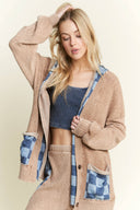 Mineral Wash Checkerboard Hoodie Sweater Cardigan-Jackets-Krush Kandy, Women's Online Fashion Boutique Located in Phoenix, Arizona (Scottsdale Area)