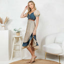 Boho Denim Patchwork Midi Dress-Dresses-Krush Kandy, Women's Online Fashion Boutique Located in Phoenix, Arizona (Scottsdale Area)