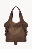 Daisy Metallic Leather Tote Bag – Brown