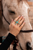 X Marks The Spot Turquoise Ring-Cluster Rings-Rae Collective, Women's Online Fashion Boutique Located in Phoenix, Arizona (Scottsdale Area)