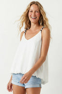 Contrast Twisted Strap High Low Bubble Top