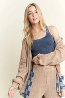 Mineral Wash Checkerboard Hoodie Sweater Cardigan-Jackets-Krush Kandy, Women's Online Fashion Boutique Located in Phoenix, Arizona (Scottsdale Area)