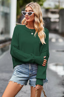 Round Neck Drop Shoulder Long Sleeve Sweater-Rae Collective, Women's Online Fashion Boutique Located in Phoenix, Arizona (Scottsdale Area)