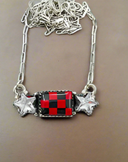 Allstar Red Checkered Bar Necklace-Chain Necklaces-Rae Collective, Women's Online Fashion Boutique Located in Phoenix, Arizona (Scottsdale Area)