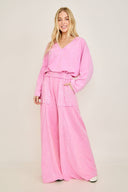 Mineral Wash Eyelet Flare Pants