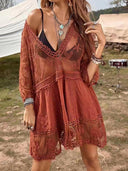 Lace Detail Plunge Cover-Up Dress-Rae Collective, Women's Online Fashion Boutique Located in Phoenix, Arizona (Scottsdale Area)