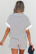 Striped V-Neck Polo Top & Shorts Set-2 Piece Outfit Sets-Krush Kandy, Women's Online Fashion Boutique Located in Phoenix, Arizona (Scottsdale Area)